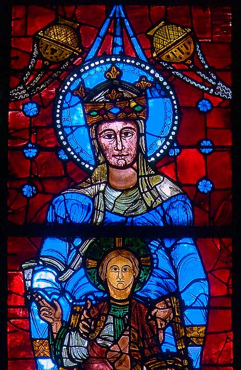 Détail du vitrail de Notre-Dame de la Belle-Verrière, baie 30a, Chartres