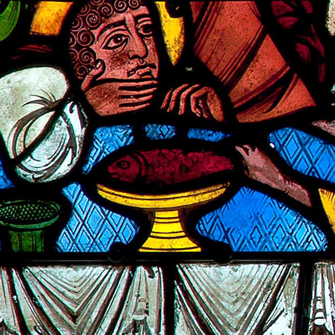 détail vitrail de la Passion, baie 51, Chartres